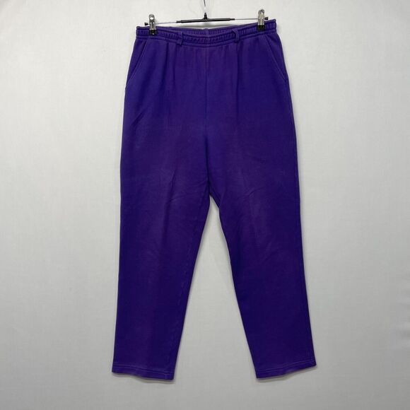 St. John Sport Marie Gray Pull On Pants Sweatpants Size Large Purple M275 -13 - Picture 1 of 16